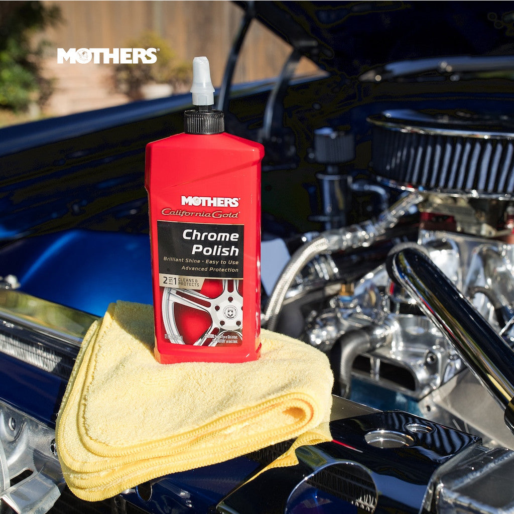 Mothers® California Gold® Chrome Polish ครีมขัดโลหะสูตรอ่อนโยนสำหรับฟื้นฟูอะลูมิเนียม สแตนเลส และโลหะ